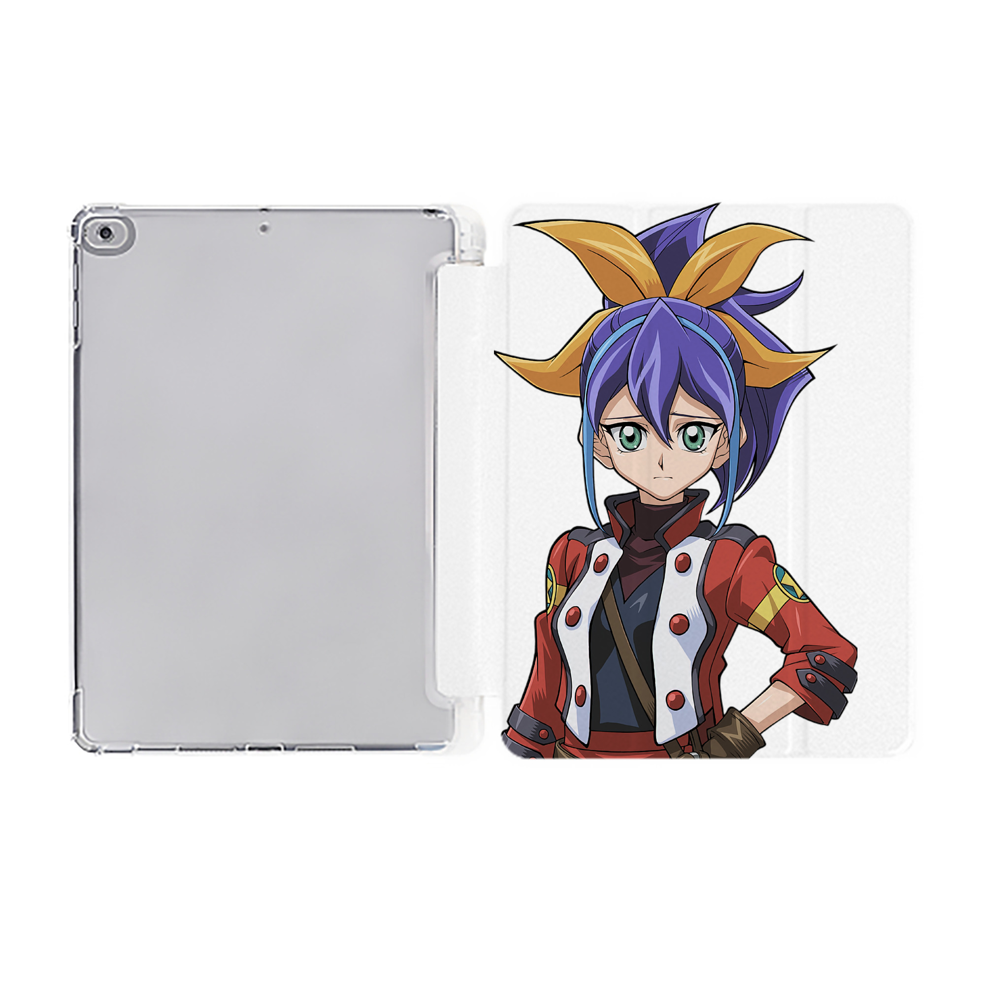 （画像用） 遊☆戯☆王 Yu-Gi-Oh! IPad ケース ペン収納付き 三つ折りスタンド PUレザー×シリコン 対応機種9.5/10.5/10.9インチ